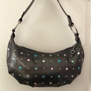 80’s VTG crystal baguette bag pleather kawaii